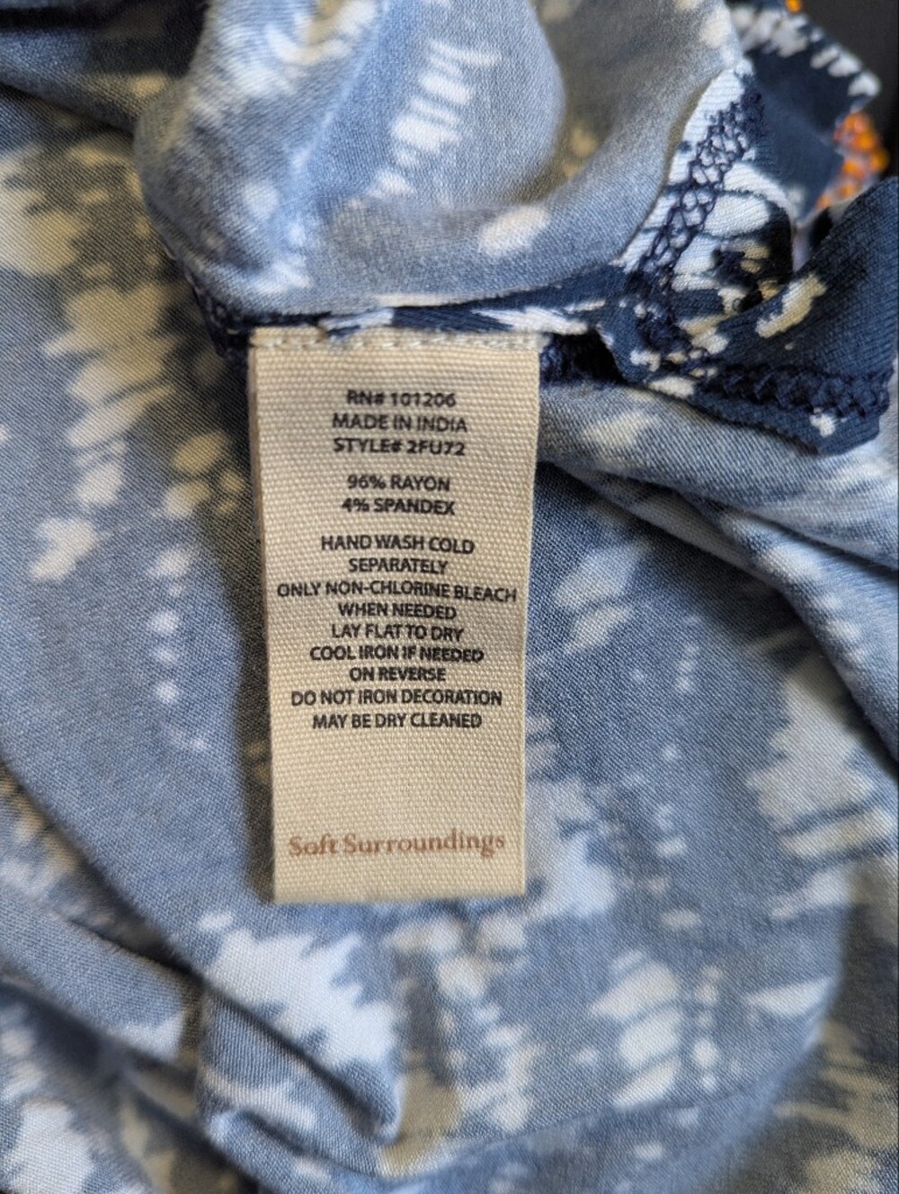 Soft Surroundings Navy and White Embroidered Tie-Dye Tunic - Picture 6 of 6